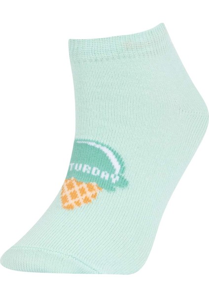 Kız Çocuk 7'li Pamuklu Gün Detaylı Patik Çorap X1885A6NS