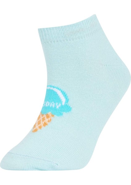 Kız Çocuk 7'li Pamuklu Gün Detaylı Patik Çorap X1885A6NS