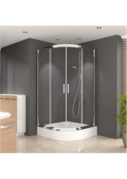 Lüks Camlı Duşakabin + Oval Duş Teknesi ND100