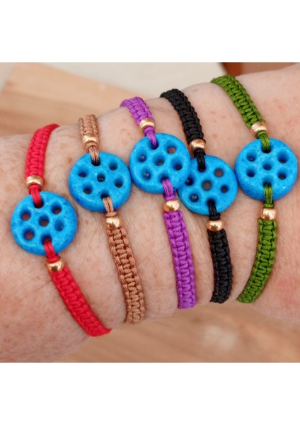 Süryani Taşı & Miyuki Boncuklu Unisex Bileklik – Ayarlanabilir Makrome Örgü, Renkli Seçenekli
