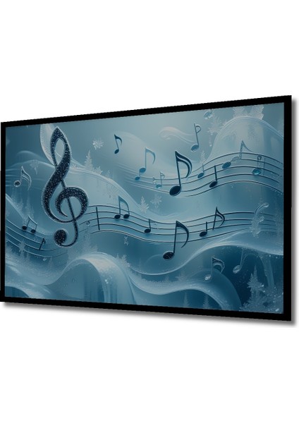 Çerçeve Görünümlü Buz Müzik Notaları Sulu Boya Görünümlü Dekoratif Ahşap Ev/işyeri/ofis Kare Tablo fiyatları