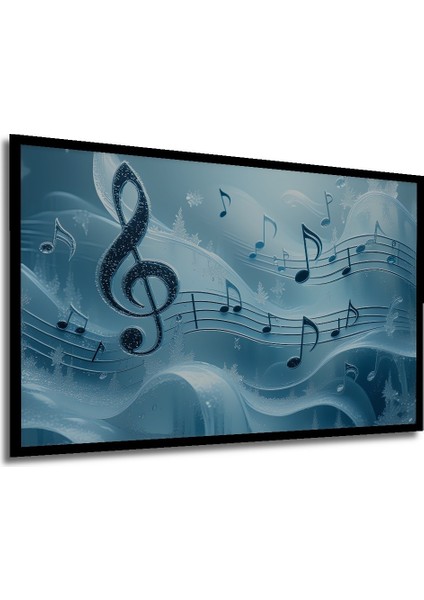 Çerçeve Görünümlü Buz Müzik Notaları Sulu Boya Görünümlü Dekoratif Ahşap Ev/işyeri/ofis Kare Tablo modelleri