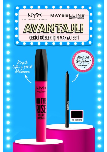 On The Rıse Volume Lıftscara & Mini Maybelline Tattoo Liner Gel Pencil Hediyeli Set