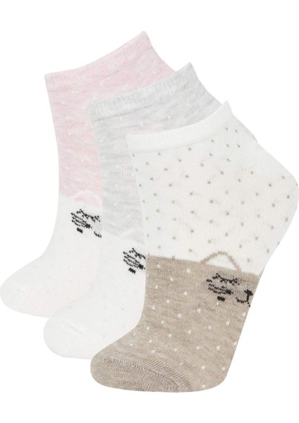 Kadın 3'lü Pamuklu Patik Çorap R8374AZNS