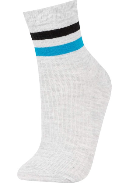 Erkek Çocuk 5'li Pamuklu Çember Desenli Uzun Çorap V8199A6NS