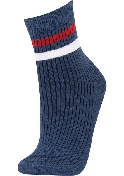 Erkek Çocuk 5'li Pamuklu Çember Desenli Uzun Çorap V8199A6NS