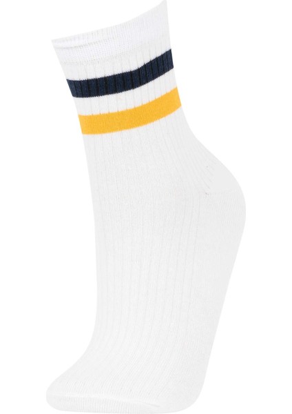 Erkek Çocuk 5'li Pamuklu Çember Desenli Uzun Çorap V8199A6NS