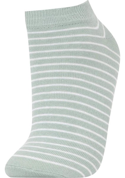 Kadın 5'li Pamuklu Puantiyeli Çizgili Patik Çorap Y6670AZNS