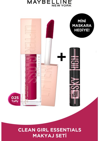 Lifter Gloss Nemlendirici Dudak Parlatıcısı 25 Taffy & Maybelline Sky High Cosmic Mini Maskara Hediyeli Set
