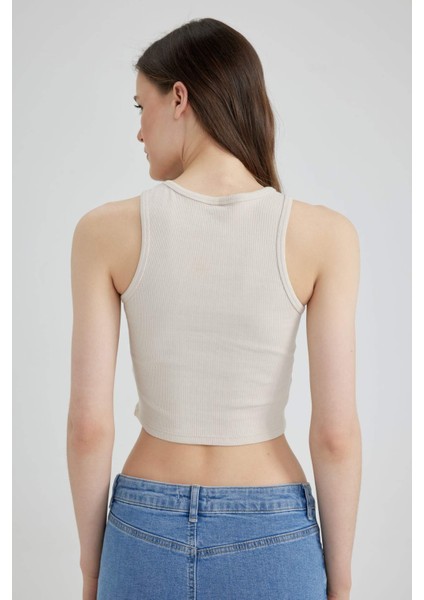 Fitted Halter Yaka Fitilli Kaşkorse Basic Düz Atlet U0357AZ23SM