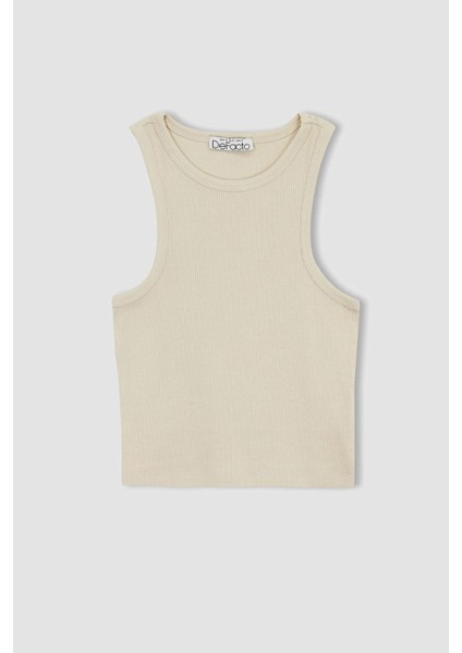 Fitted Halter Yaka Fitilli Kaşkorse Basic Düz Atlet U0357AZ23SM