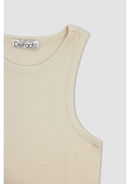 Fitted Halter Yaka Fitilli Kaşkorse Basic Düz Atlet U0357AZ23SM