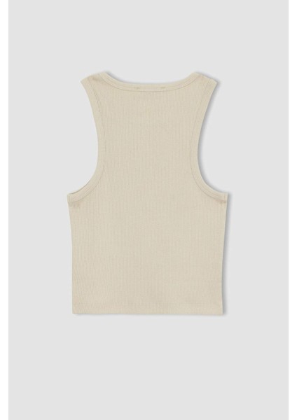 Fitted Halter Yaka Fitilli Kaşkorse Basic Düz Atlet U0357AZ23SM