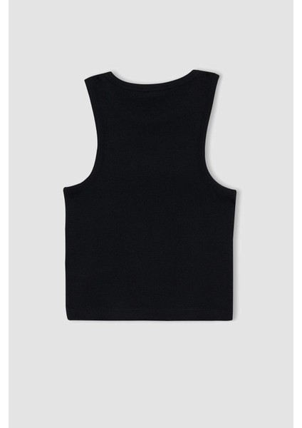 Fitted Halter Yaka Fitilli Kaşkorse Basic Düz Atlet U0357AZ23SM