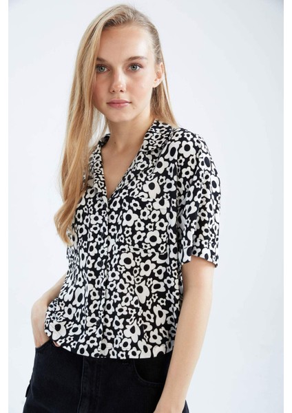 Coool Regular Fit Pijama Yaka Desenli Kısa Kollu Gömlek Z1663AZ23SM