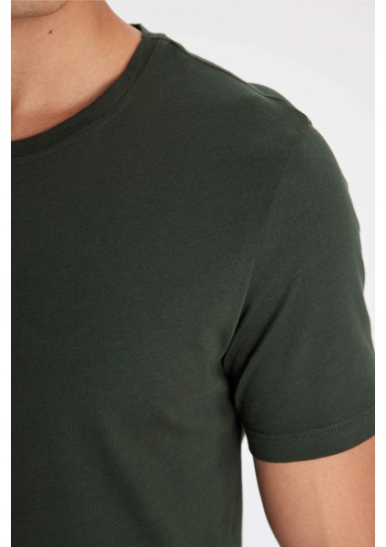 Slim Fit Dar Kesim Bisiklet Yaka Modal Karışımlı Pamuklu Basic Düz Kısa Kollu Tişört M6606AZ23SP