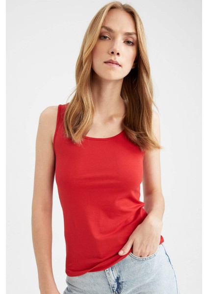Slim Fit Dar Kesim U Yaka Basic Düz Atlet I1059AZ23SM