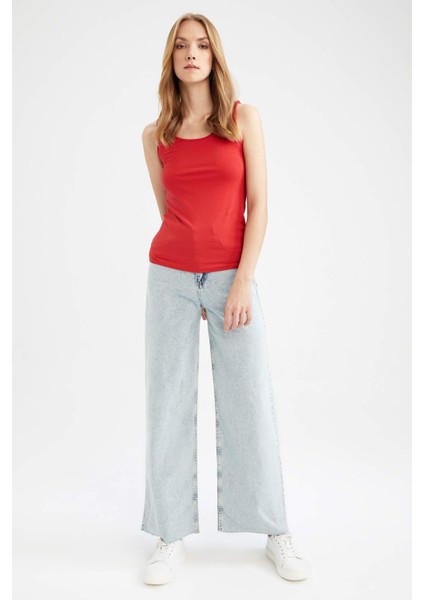 Slim Fit Dar Kesim U Yaka Basic Düz Atlet I1059AZ23SM