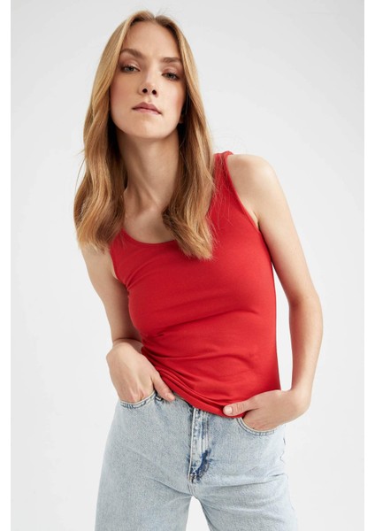 Slim Fit Dar Kesim U Yaka Basic Düz Atlet I1059AZ23SM