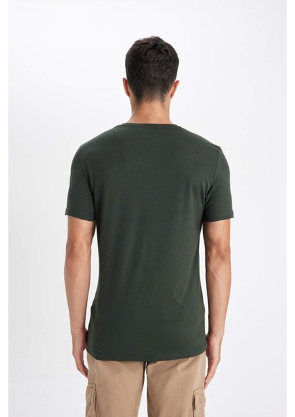 Slim Fit Dar Kesim Bisiklet Yaka Modal Karışımlı Pamuklu Basic Düz Kısa Kollu Tişört M6606AZ23SP