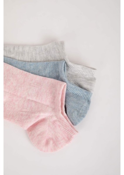 Kadın 3'lü Pamuklu Sneaker Çorap Z7568AZNS