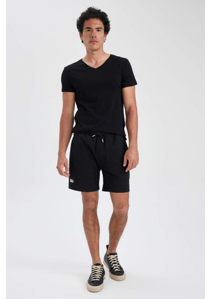 Slim Fit V Yaka Basic Kısa Kollu %100 Pamuk Tişört M4791AZ23SM