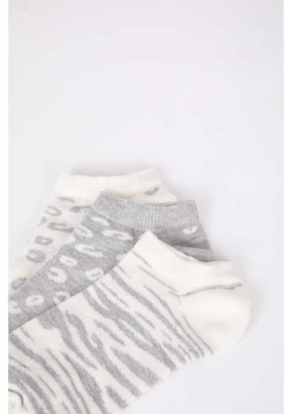 Kadın 3'lü Pamuklu Patik Çorap Z8625AZNS