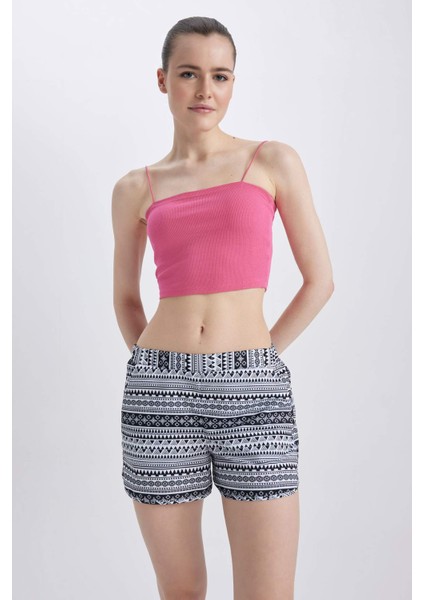 Regular Fit Etnik Desenli Deniz Şortu-Fall in Love T5232AZ23SM