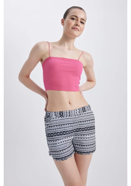 Regular Fit Etnik Desenli Deniz Şortu-Fall in Love T5232AZ23SM