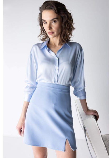 Regular Fit Basic Uzun Kollu Saten Gömlek Z2989AZ23SP