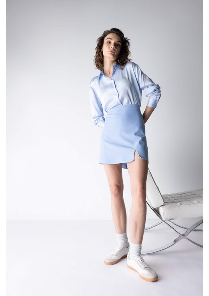 Regular Fit Basic Uzun Kollu Saten Gömlek Z2989AZ23SP