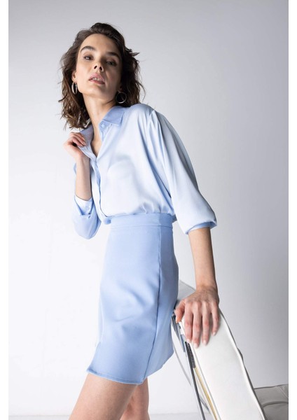 Regular Fit Basic Uzun Kollu Saten Gömlek Z2989AZ23SP