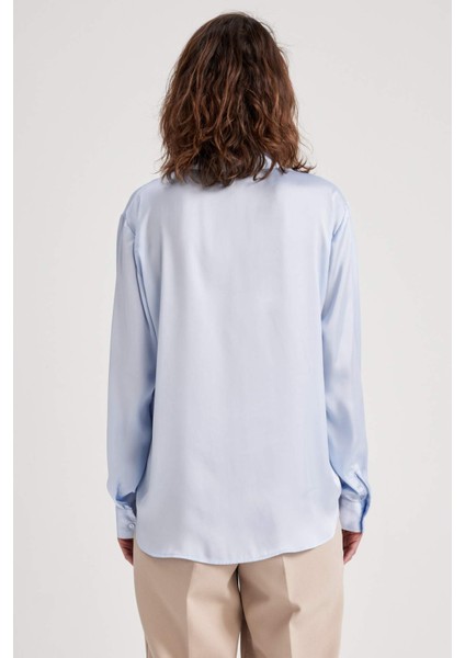 Regular Fit Basic Uzun Kollu Saten Gömlek Z2989AZ23SP