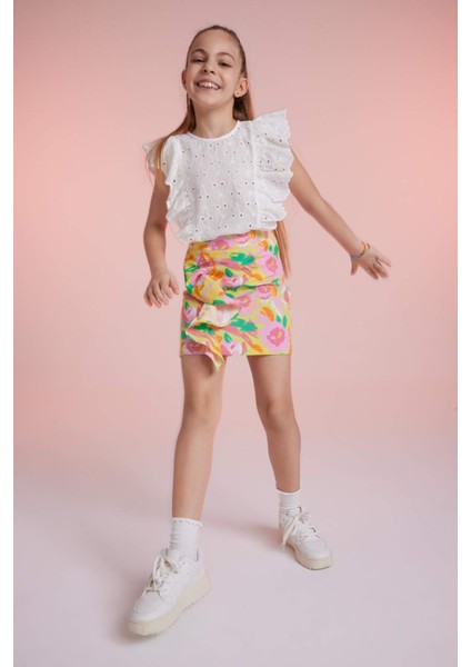 Kız Çocuk Desenli Poplin Etek Z6367A623SM