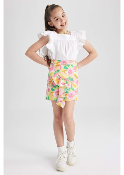 Kız Çocuk Desenli Poplin Etek Z6367A623SM