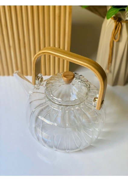 Ahşap Saplı Cam Çizgili Demlik fırsatları