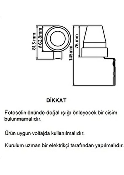 Fotosel 1200W Güç Kapasitesiyle Dayanıklı Otomatik Kontrol Aydınlatma Sensörü fiyatları