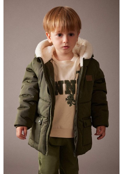 Erkek Bebek Su İtici Polar Asrarlı Kapüşonlu Şişme Mont A2843A523CW