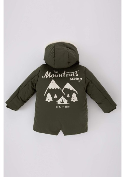 Erkek Bebek Su İtici Polar Asrarlı Kapüşonlu Şişme Mont A2843A523CW