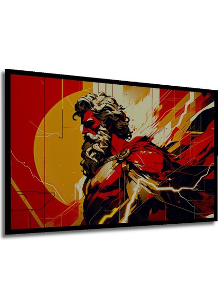 Çerçeve Görünümlü Modern Zeus Yağlı Boya Görünümlü Dekoratif Ahşap Ev/işyeri/ofis Kare Tablo modelleri