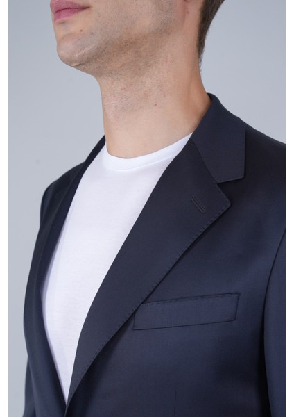 Comfort Fit Lacivert Mono Yaka Çift Yırtmaçlı 4 Drop Erkek Yün Ceket PCK24K24203_D39 modelleri