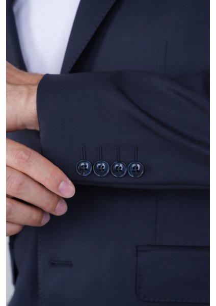 Comfort Fit Lacivert Mono Yaka Çift Yırtmaçlı 4 Drop Erkek Yün Ceket PCK24K24203_D39 fırsatları