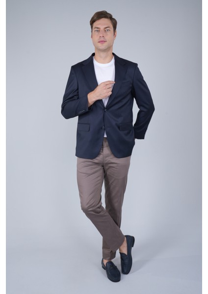 Comfort Fit Lacivert Mono Yaka Çift Yırtmaçlı 4 Drop Erkek Yün Ceket PCK24K24203_D39 indirimleri