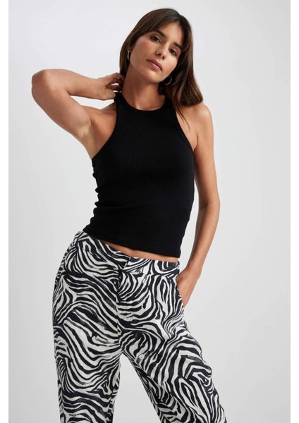 Slim Fit Dar Kesim Halter Yaka Fitilli Kaşkorse Atlet X6705AZ23SP