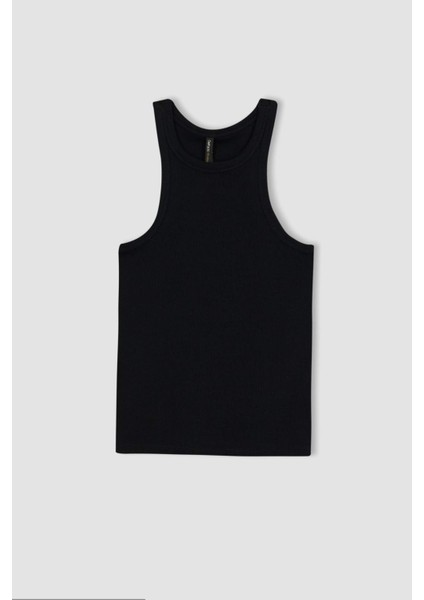 Slim Fit Dar Kesim Halter Yaka Fitilli Kaşkorse Atlet X6705AZ23SP