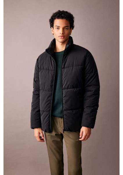 Slim Fit Şişme Mont Dar Kesim Dik Yaka Astarlı Fermuarlı Çift Cepli U4213AZ23AU