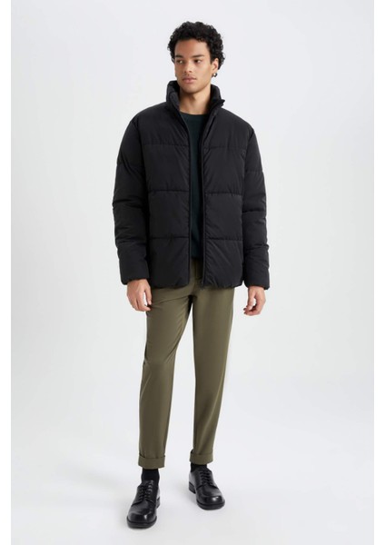 Slim Fit Şişme Mont Dar Kesim Dik Yaka Astarlı Fermuarlı Çift Cepli U4213AZ23AU