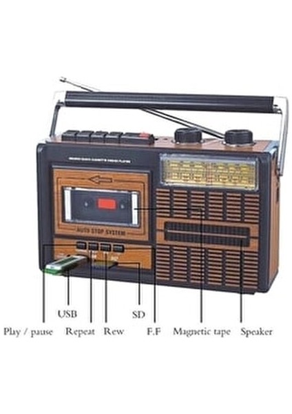 Fp 319 USB Fm Radyo Kaset Çalar Nostaljik Müzik Kutusu Şarj USB Sd fiyatları