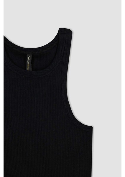 Slim Fit Dar Kesim Halter Yaka Fitilli Kaşkorse Atlet X6705AZ23SP
