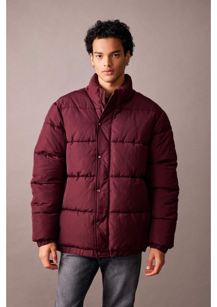 Fermuarlı Çıtçıtlı Cepli Dik Yaka Şişme Mont A2519AX23WN